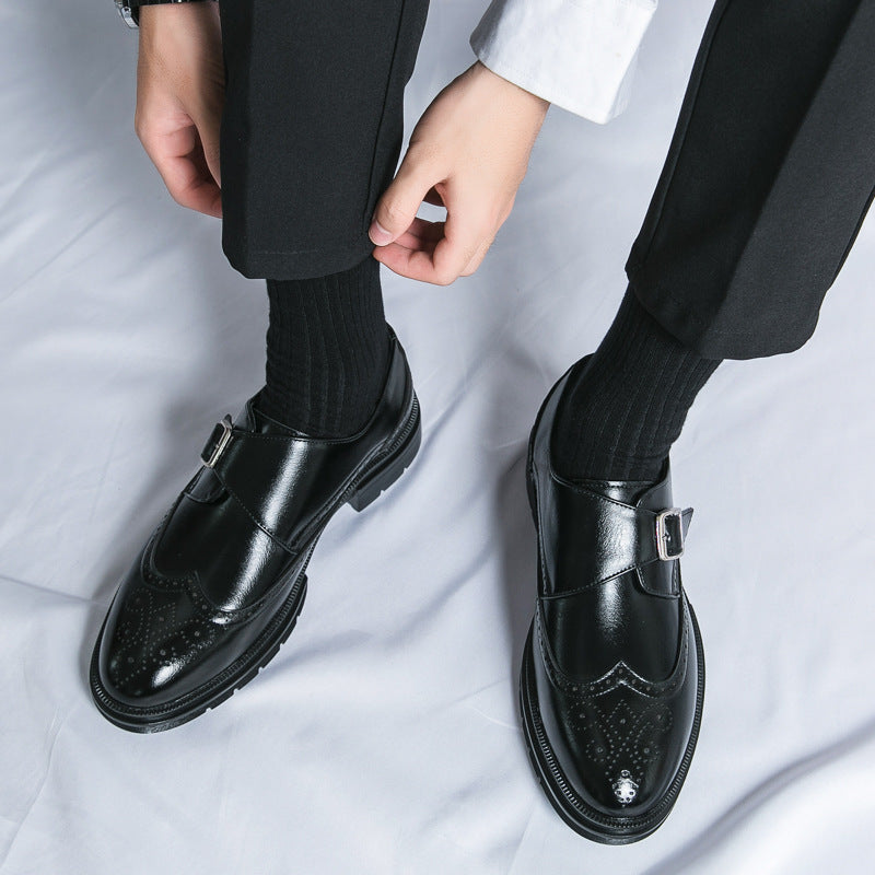 Jasper - Formalne skórzane buty z zapięciem na klamrę dla mężczyzn