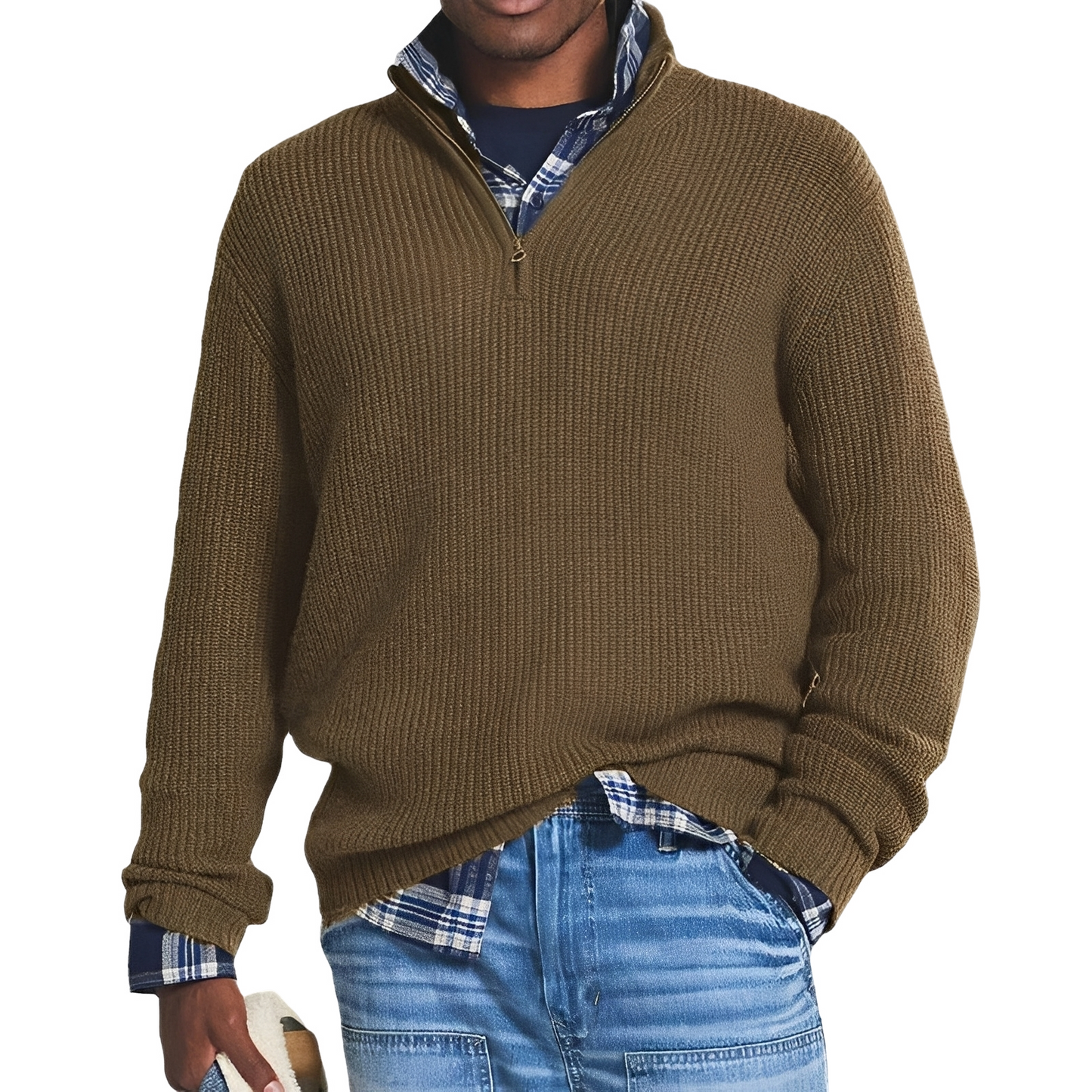 Jeffrey - Retro-sweter z zamkiem ćwierć dla mężczyzn