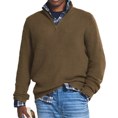 Jeffrey - Retro-sweter z zamkiem ćwierć dla mężczyzn
