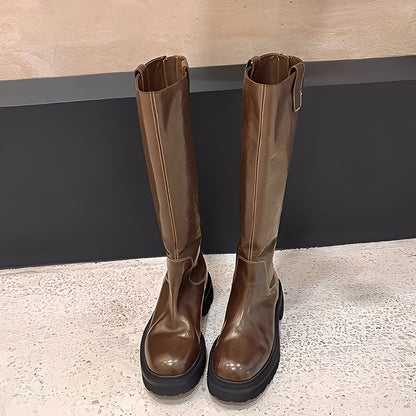 Christine - Eleganckie długie skórzane buty damskie