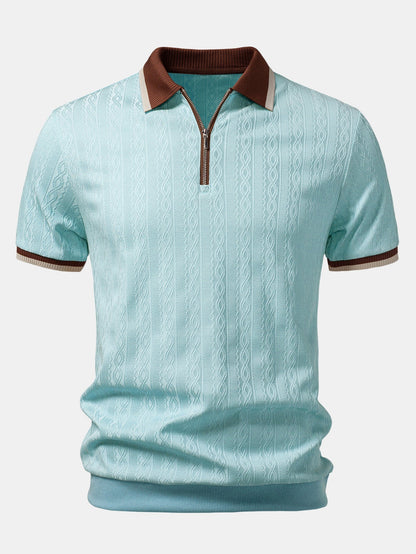 Męska koszulka polo regular fit zestawiona z casualowymi spodniami
