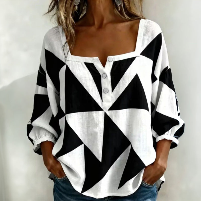 Luźna bluzka casual z geometrycznym nadrukiem