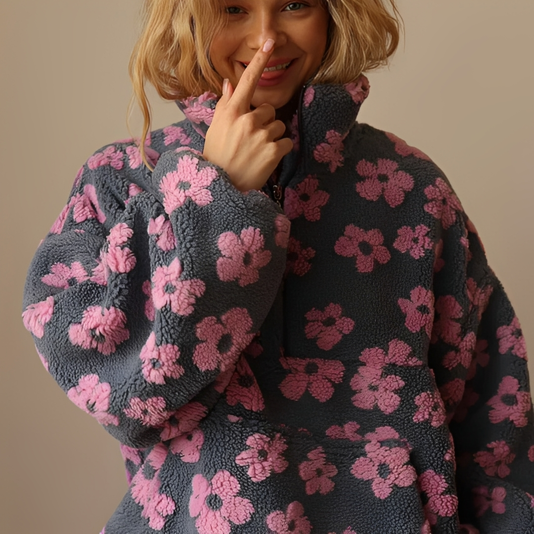 Willemina - Elegancki zimowy sweter z kwiatowym wzorem dla kobiet