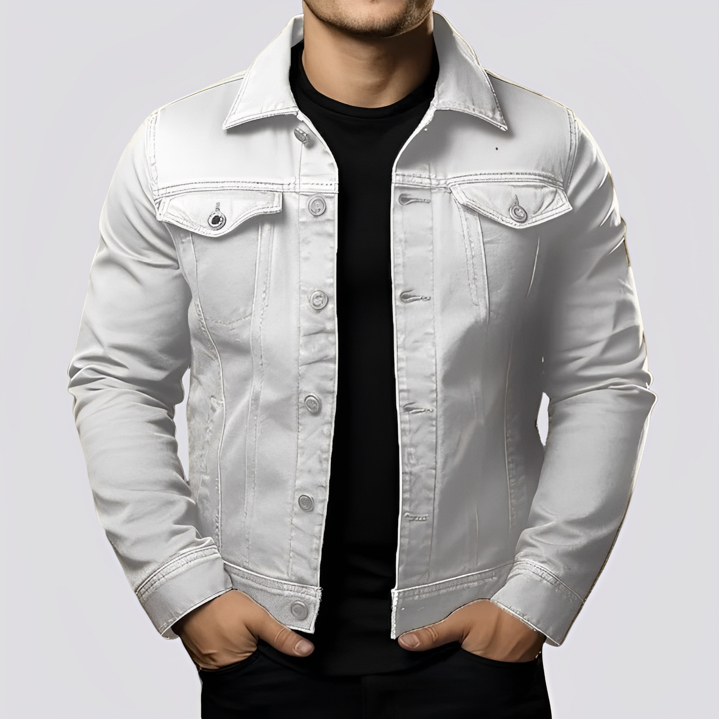 Maxwell - Retro-kurtka jeansowa dla mężczyzn z grubego denimu