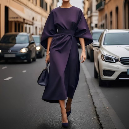 Lauriane - Sukienka elegancka z rękawami latarnianymi dla kobiet