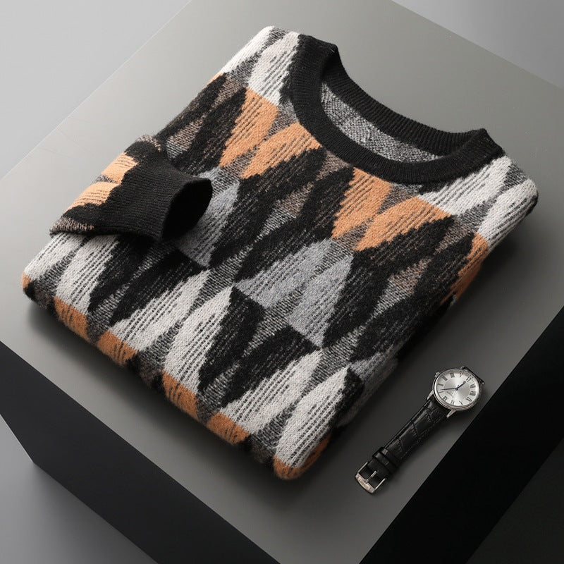 Hank - Stylowy sweter z geometrycznym wzorem dla mężczyzn