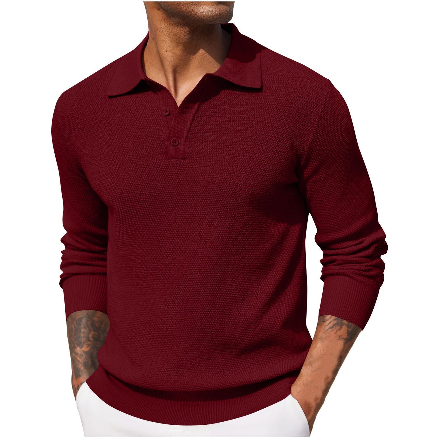 Jerrod - Elegancka koszulka polo z długim rękawem dla mężczyzn