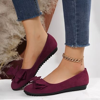 Megan - Luźne buty zamszowe z kokardą dla kobiet