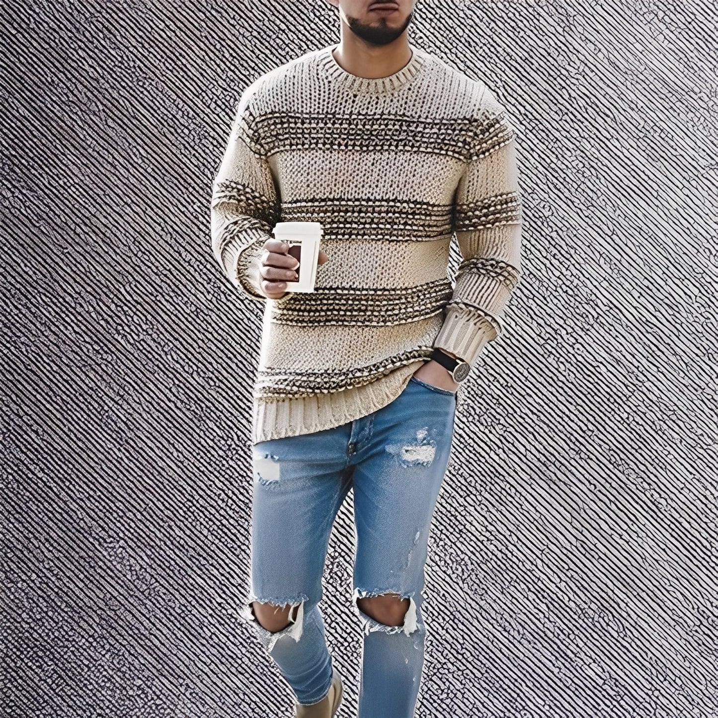 Kenzo - Sweter w paski dla mężczyzn