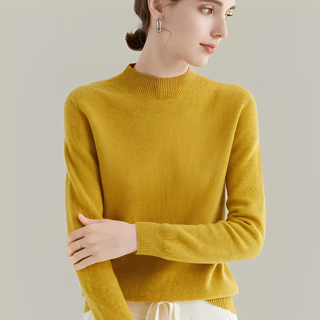 Martine - Swetry z wełny slim fit z wysokim kołnierzem dla kobiet