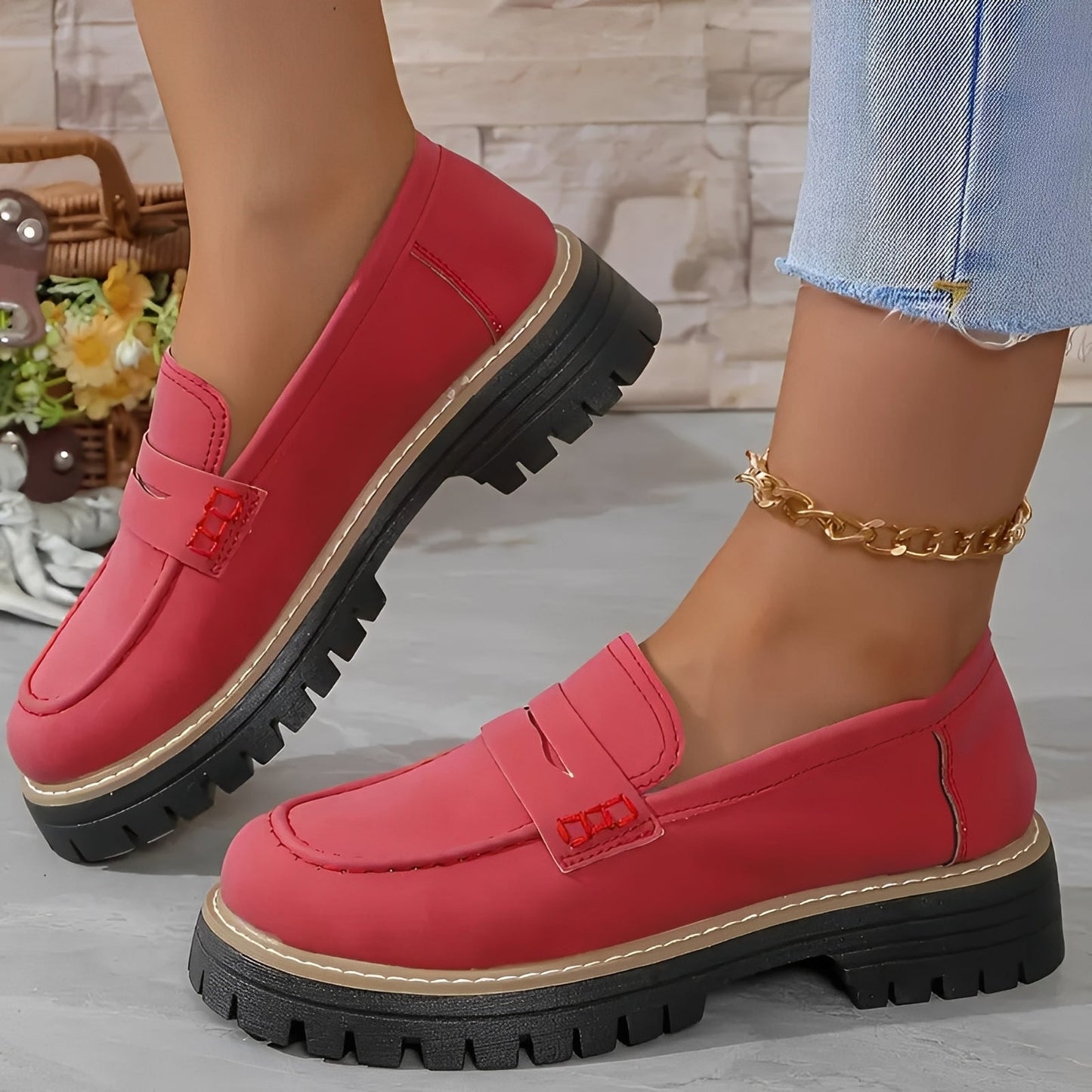 Elise - Stylowe matowe platformowe loafers dla kobiet