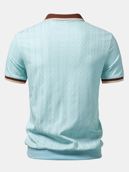 Męska dzianinowa koszulka polo regular fit, ujęcie w zbliżeniu