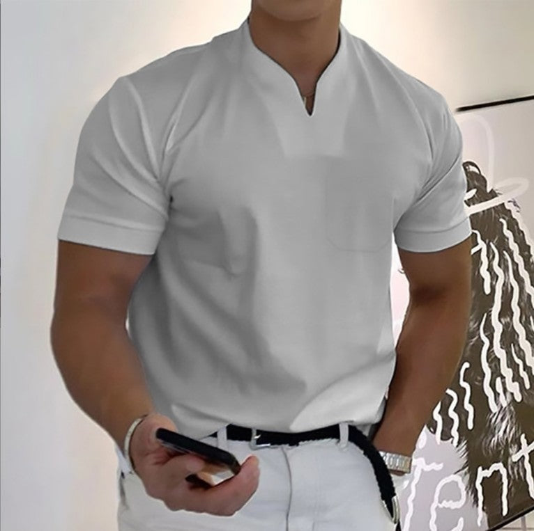 Jason - Męska biznesowa koszulka fitness z krótkimi rękawami