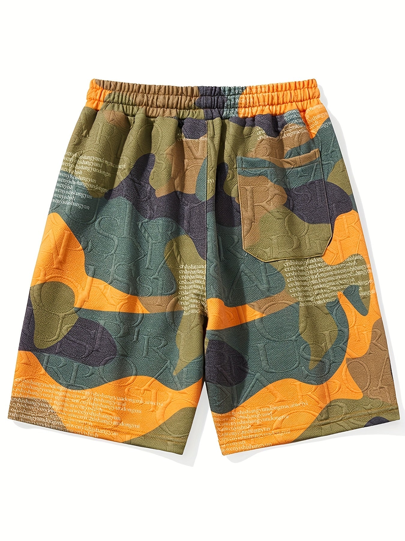 Męskie szorty camo z elastyczną talią detal materiału