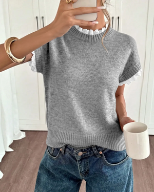 Sweter z krótkim rękawem w codziennej stylizacji