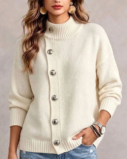 Sweter Z Golfem Z Ukośnym Zapięciem
