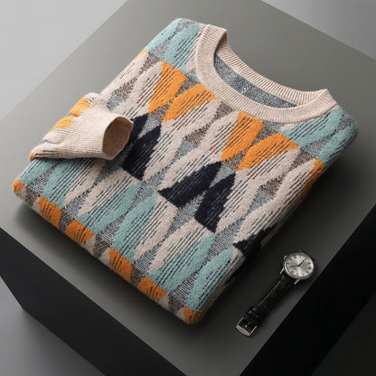Hank - Stylowy sweter z geometrycznym wzorem dla mężczyzn