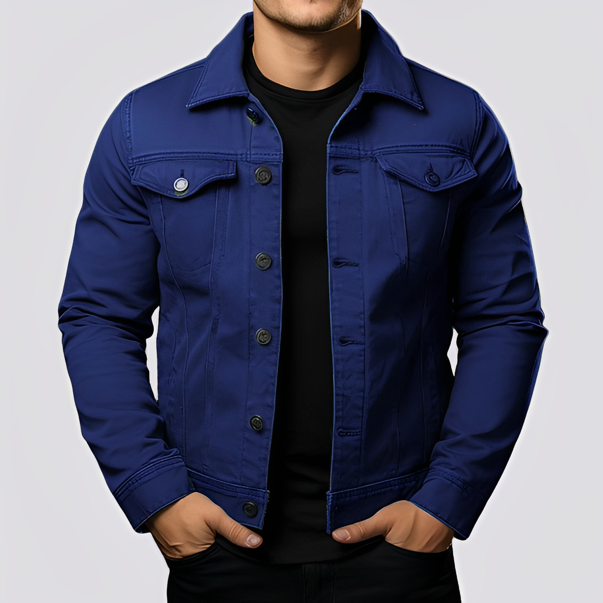 Maxwell - Retro-kurtka jeansowa dla mężczyzn z grubego denimu