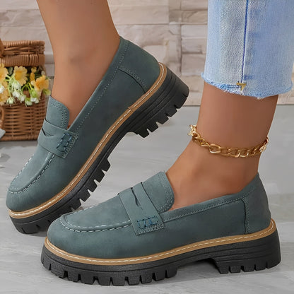 Elise - Stylowe matowe platformowe loafers dla kobiet