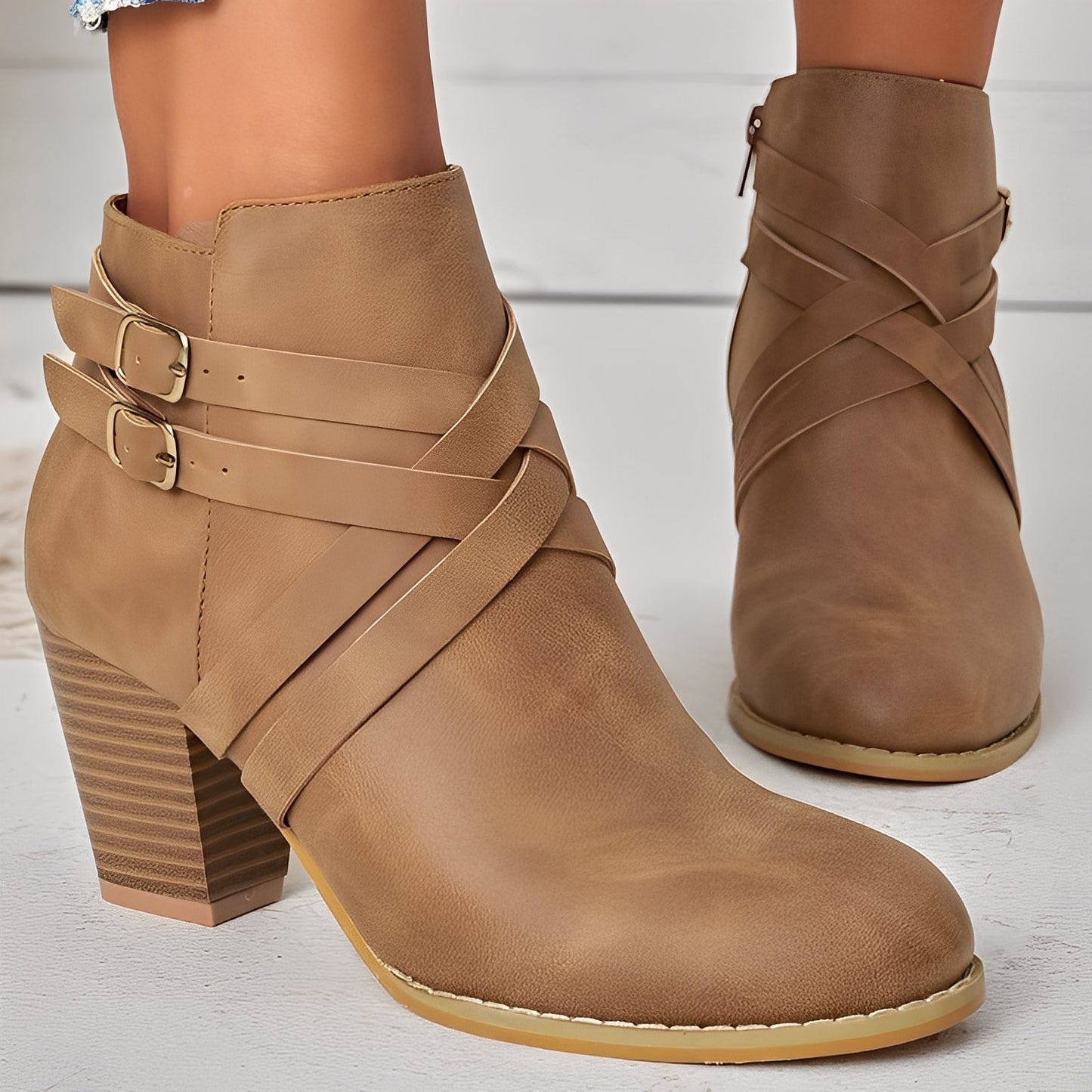 Sharon - Eleganckie krótkie botki na wysokim obcasie dla kobiet