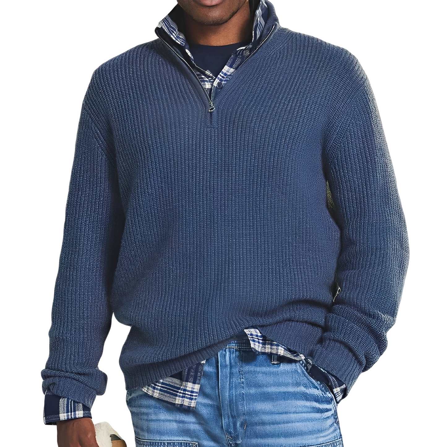 Jeffrey - Retro-sweter z zamkiem ćwierć dla mężczyzn