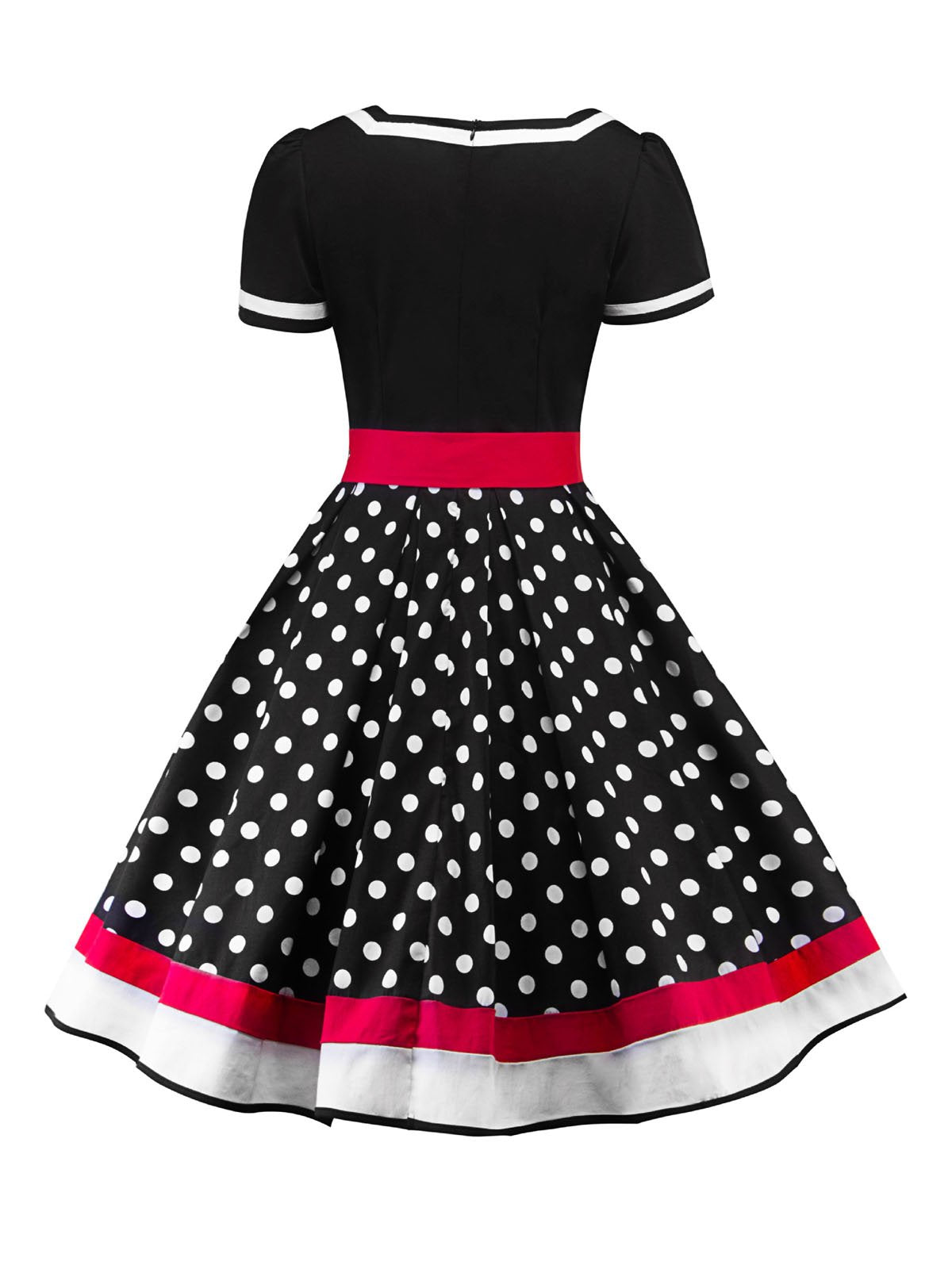 Wintage sukienka koktajlowa w grochy w stylu rockabilly z lat 50.