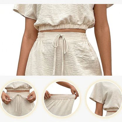 Codzienny zestaw luźny crop top i długie spodnie