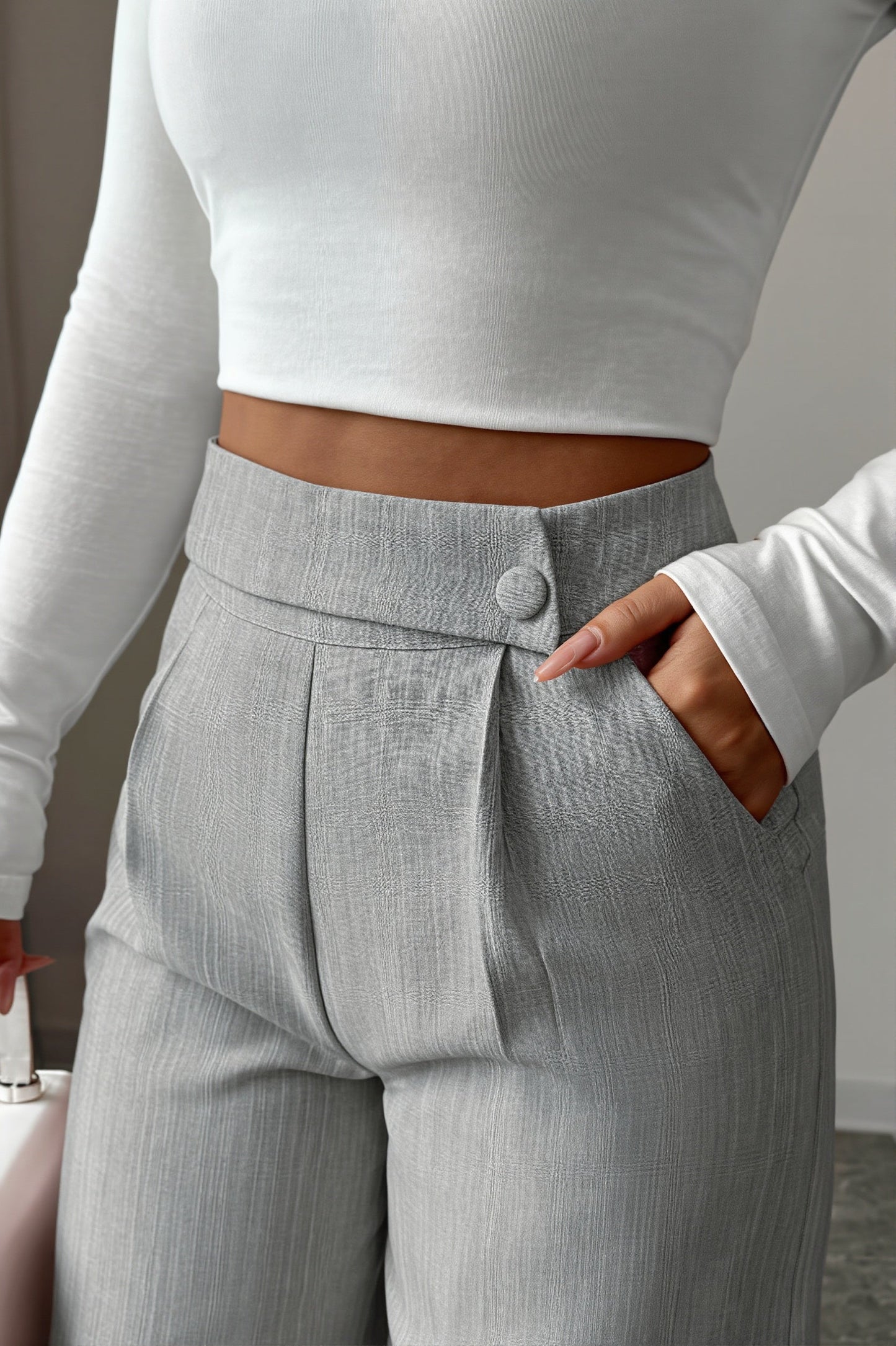 Damskie spodnie patchwork z szeroką nogawką w stylu casual
