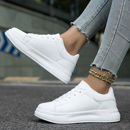 Romy - Buty skórzane białe o czystym wyglądzie