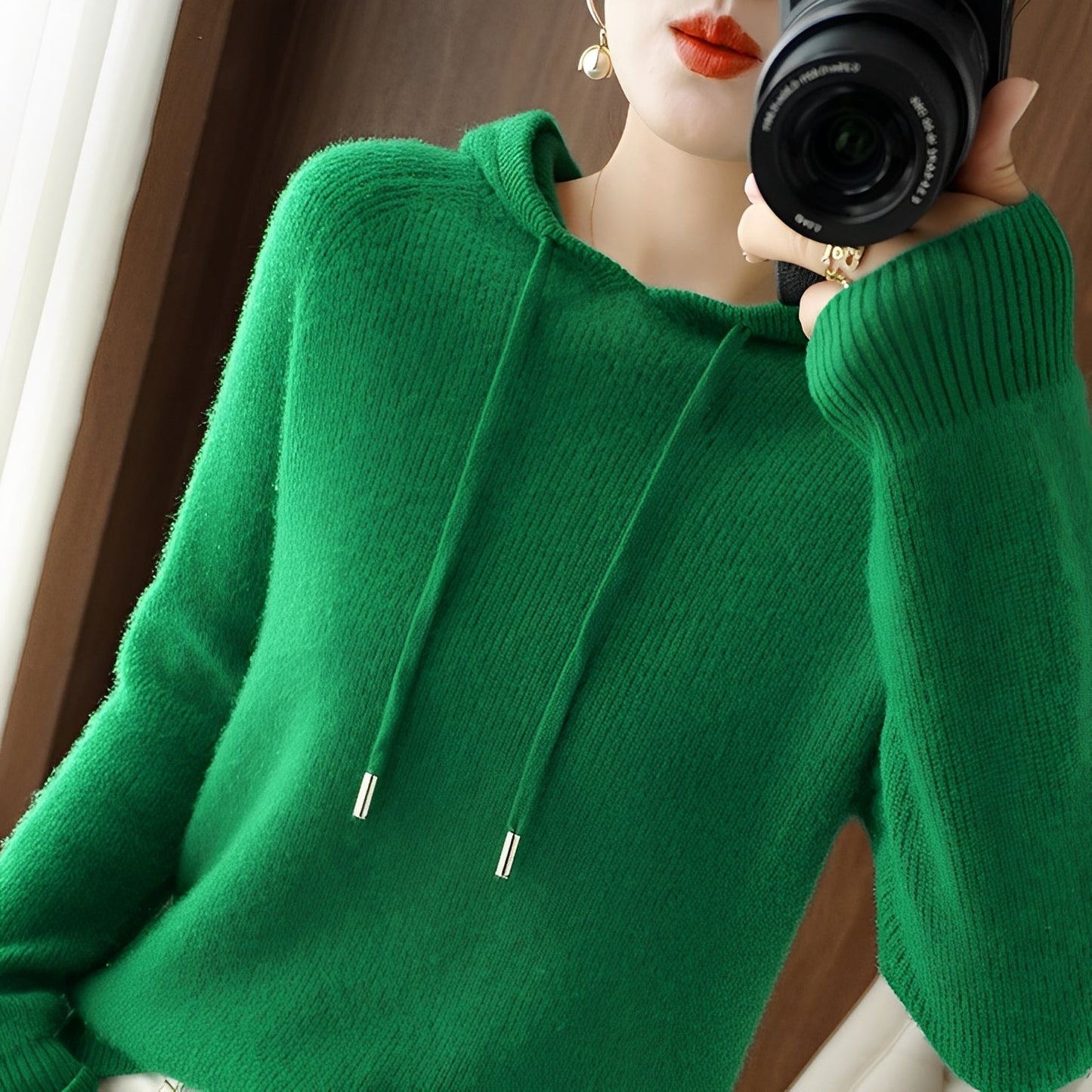 Bonnie - Stylowy hoodie z dzianiny wełnianej dla kobiet