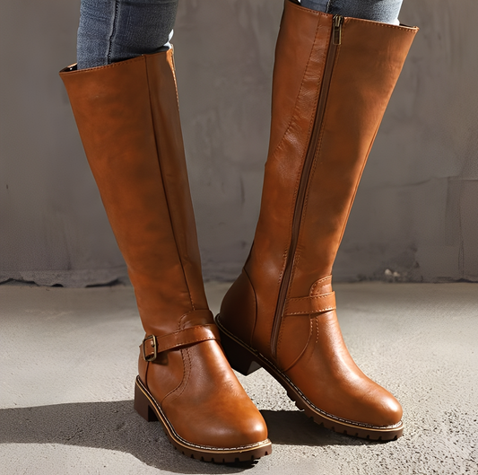Claudette - Eleganckie długie skórzane buty dla kobiet