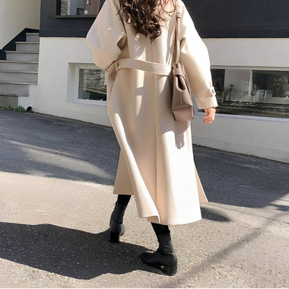 Bethany - Elegancki długi płaszcz wełniany dla kobiet