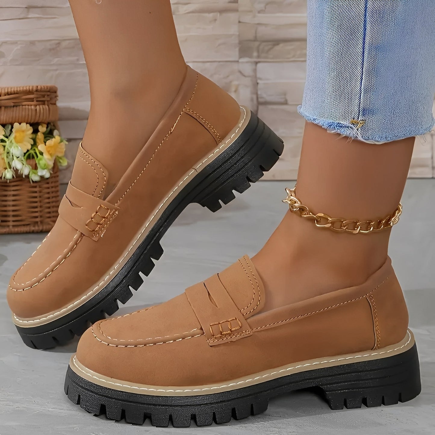Elise - Stylowe matowe platformowe loafers dla kobiet
