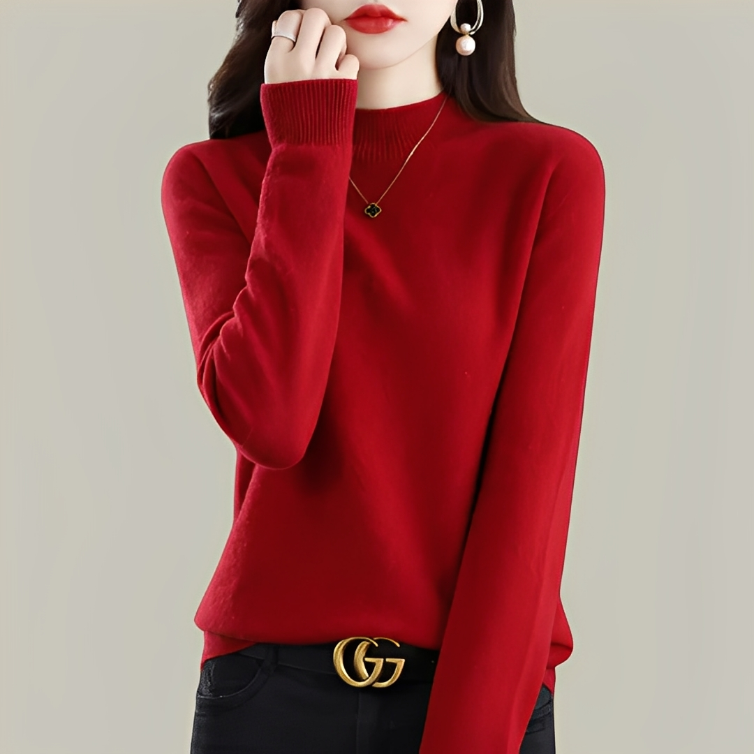 Martine - Swetry z wełny slim fit z wysokim kołnierzem dla kobiet