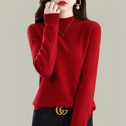 Martine - Swetry z wełny slim fit z wysokim kołnierzem dla kobiet