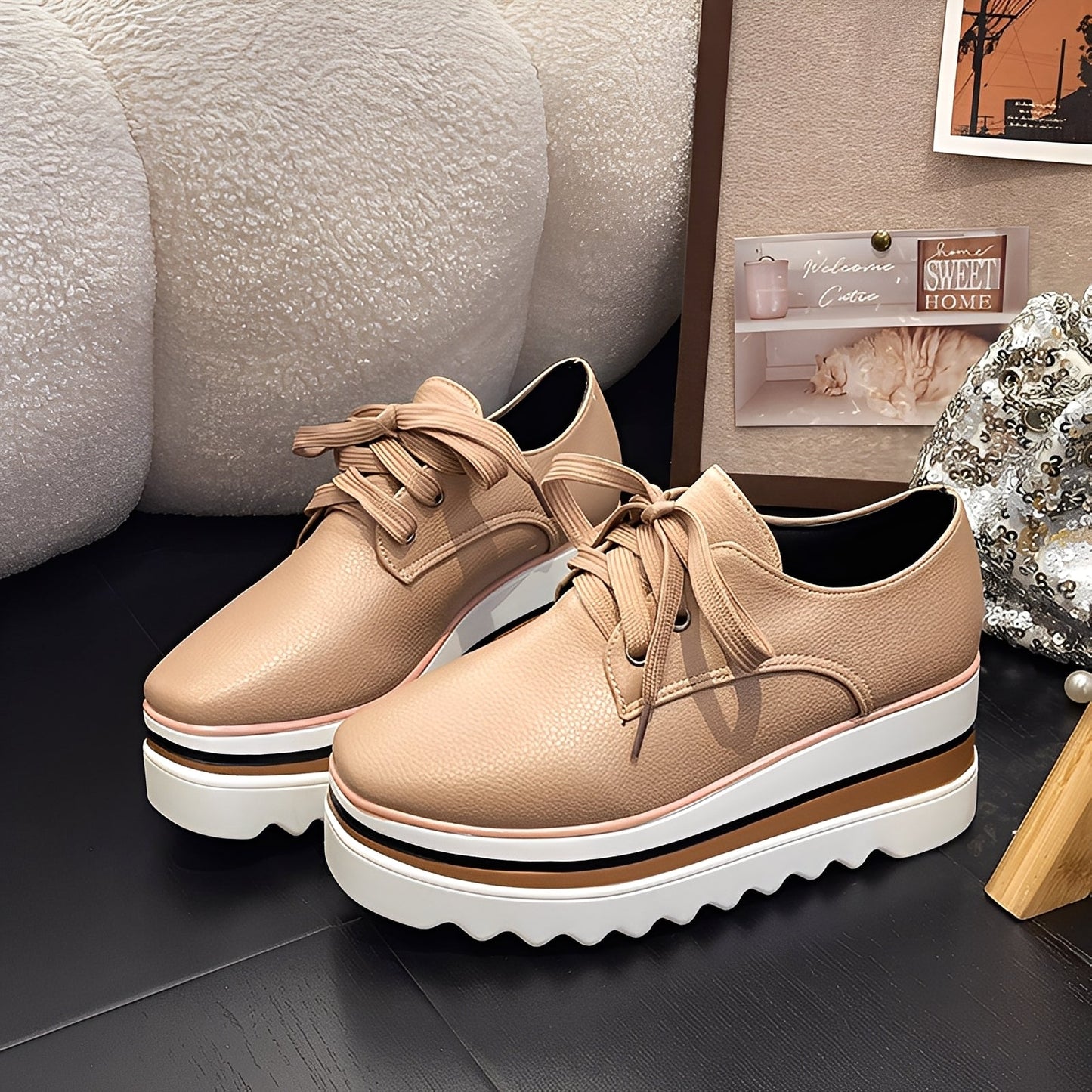 Joanne - Modne sneakersy na platformie z grubą podeszwą dla kobiet