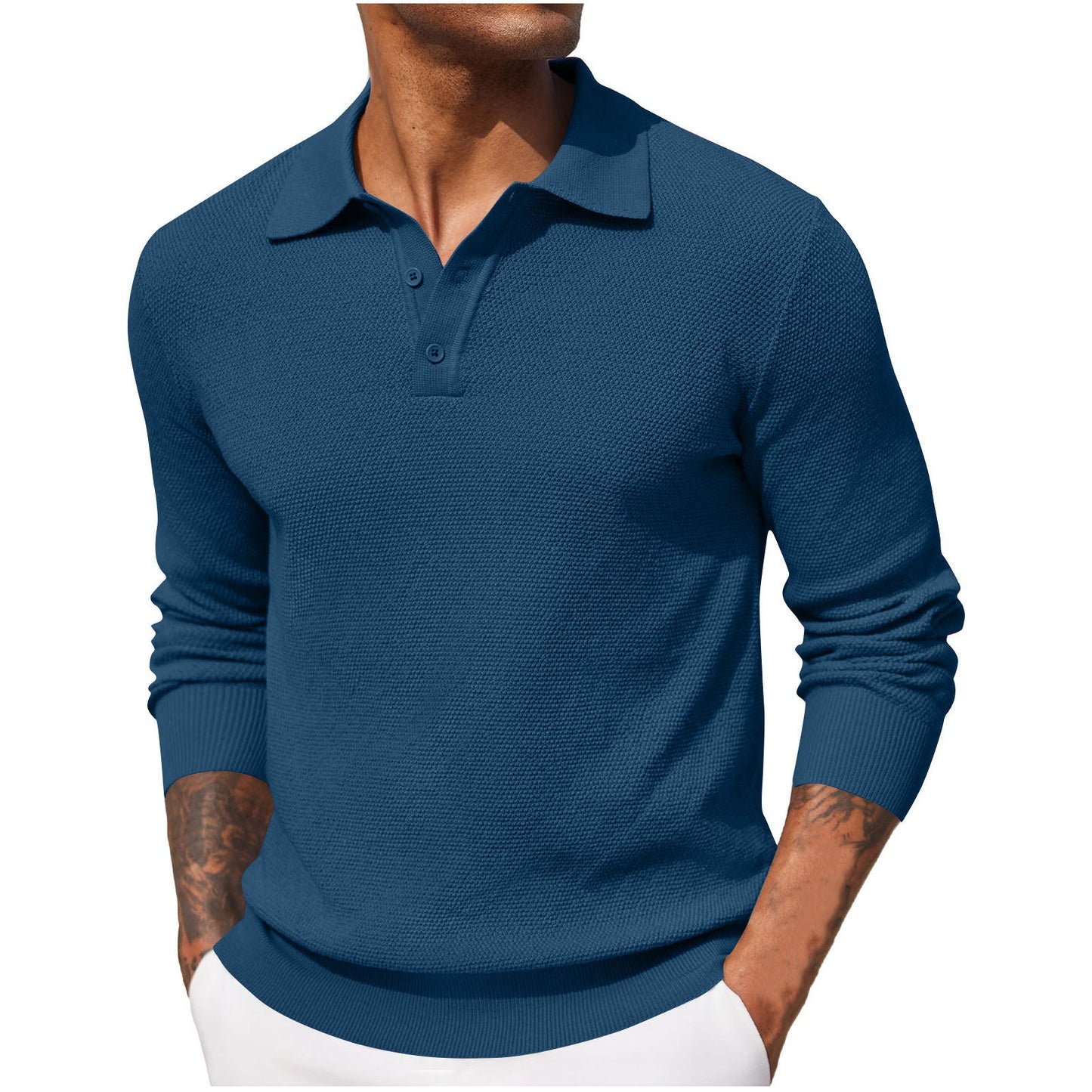 Jerrod - Elegancka koszulka polo z długim rękawem dla mężczyzn