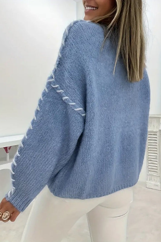 Damski Sweter Dzianinowy Z Koronkowym Detalem