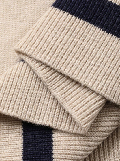Damski sweter z dzianiny z golfem, w kolorowe bloki, dopasowany, z długim rękawem, khaki