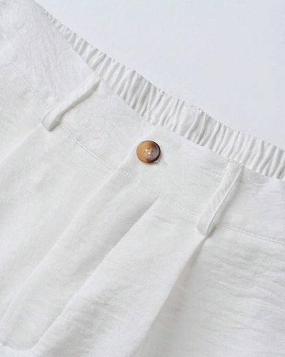 Męskie casualowe szorty lniane z kieszeniami, pełny widok