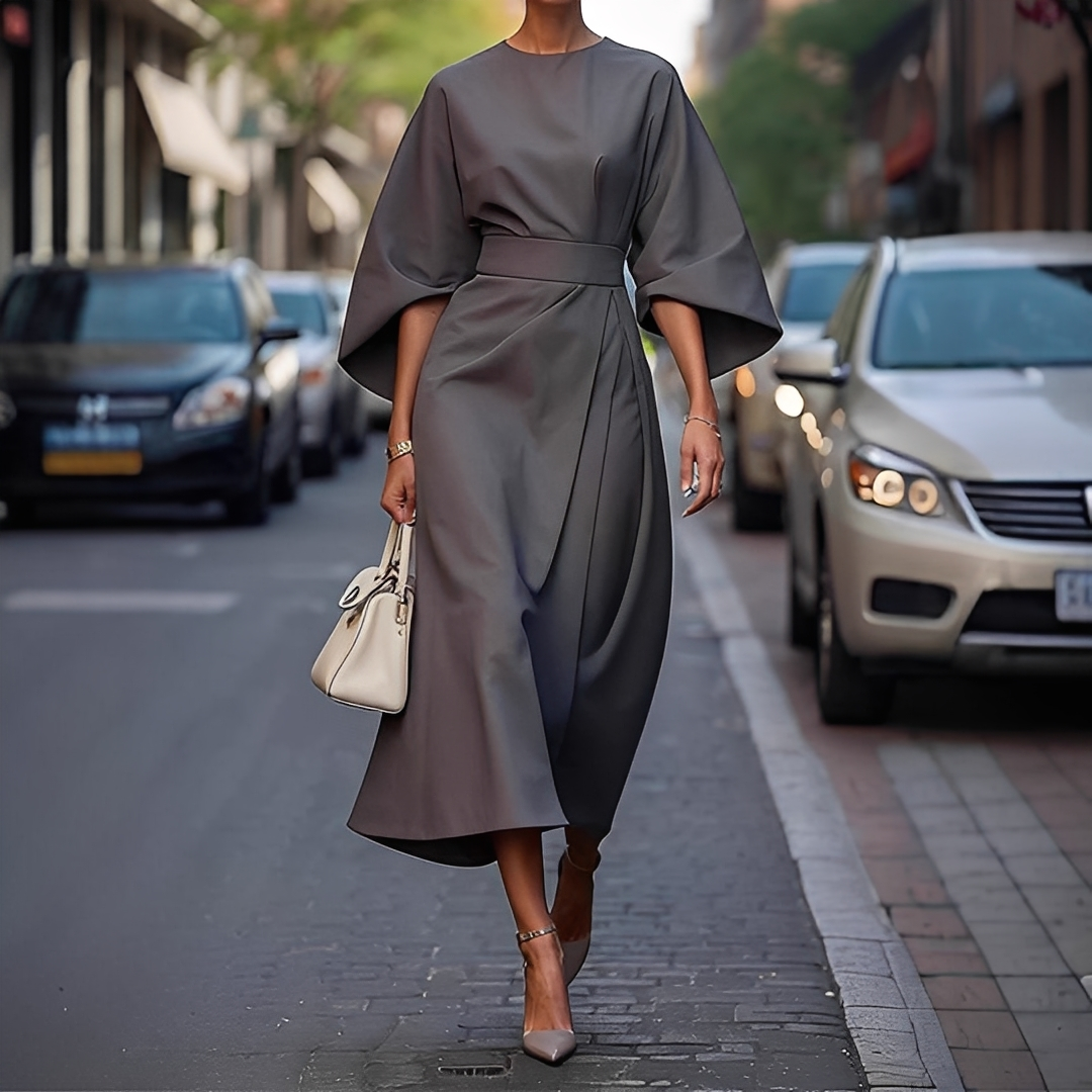 Lauriane - Sukienka elegancka z rękawami latarnianymi dla kobiet