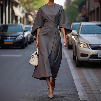 Lauriane - Sukienka elegancka z rękawami latarnianymi dla kobiet