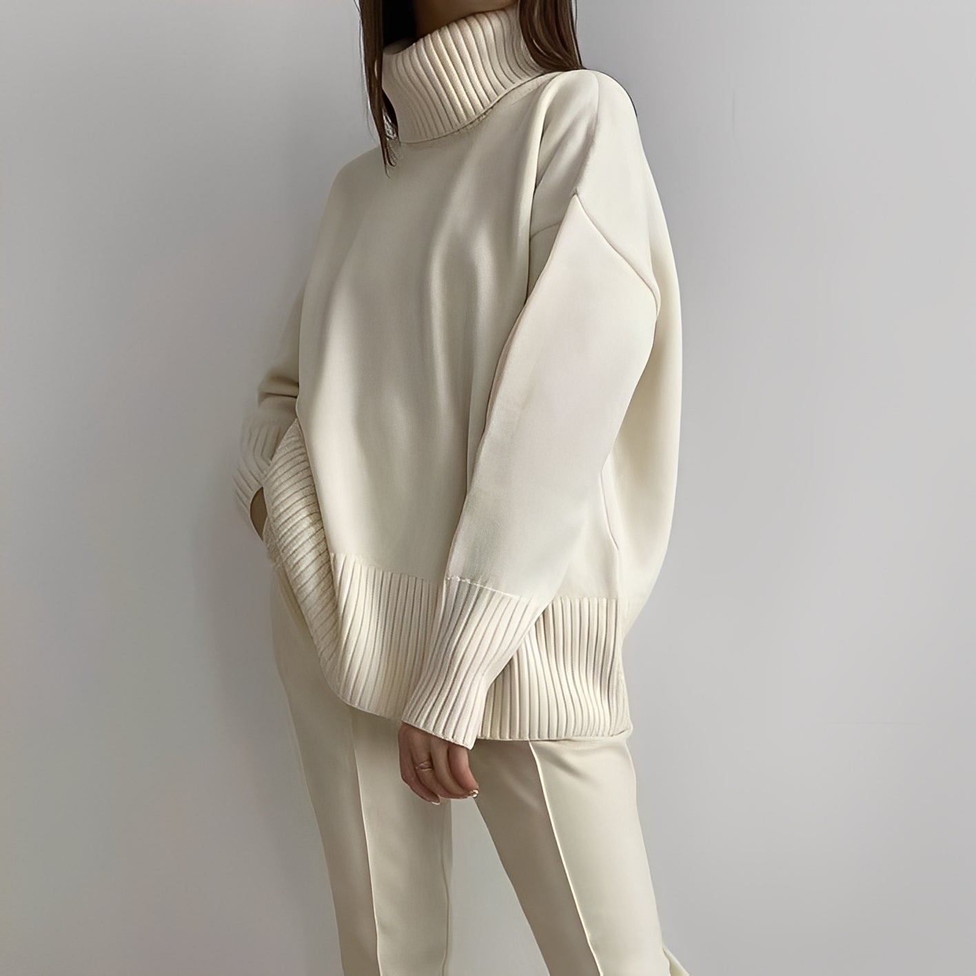 Lucinde - Zimowe swetry z golfem oversize dla kobiet