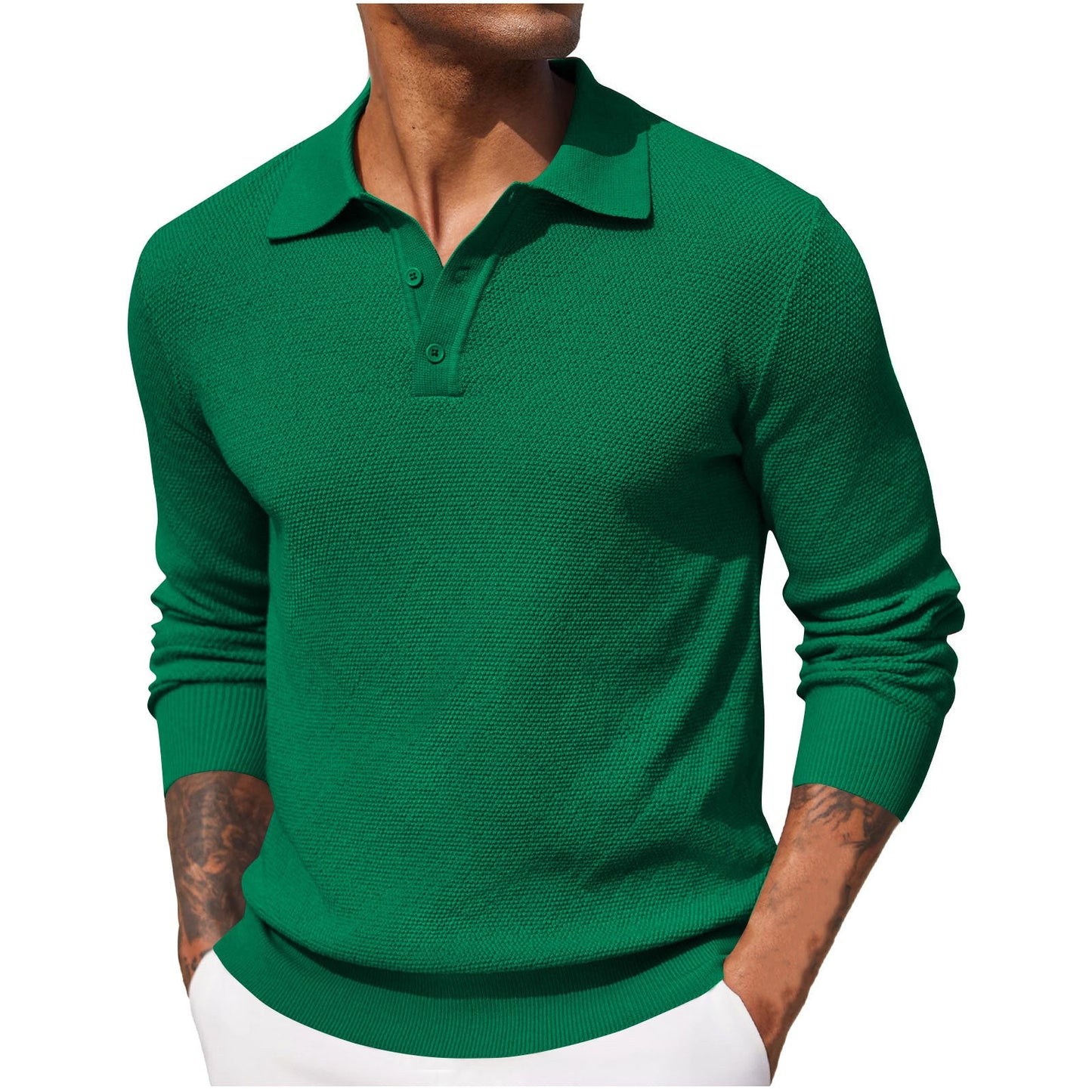 Jerrod - Elegancka koszulka polo z długim rękawem dla mężczyzn