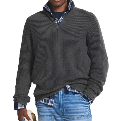 Jeffrey - Retro-sweter z zamkiem ćwierć dla mężczyzn