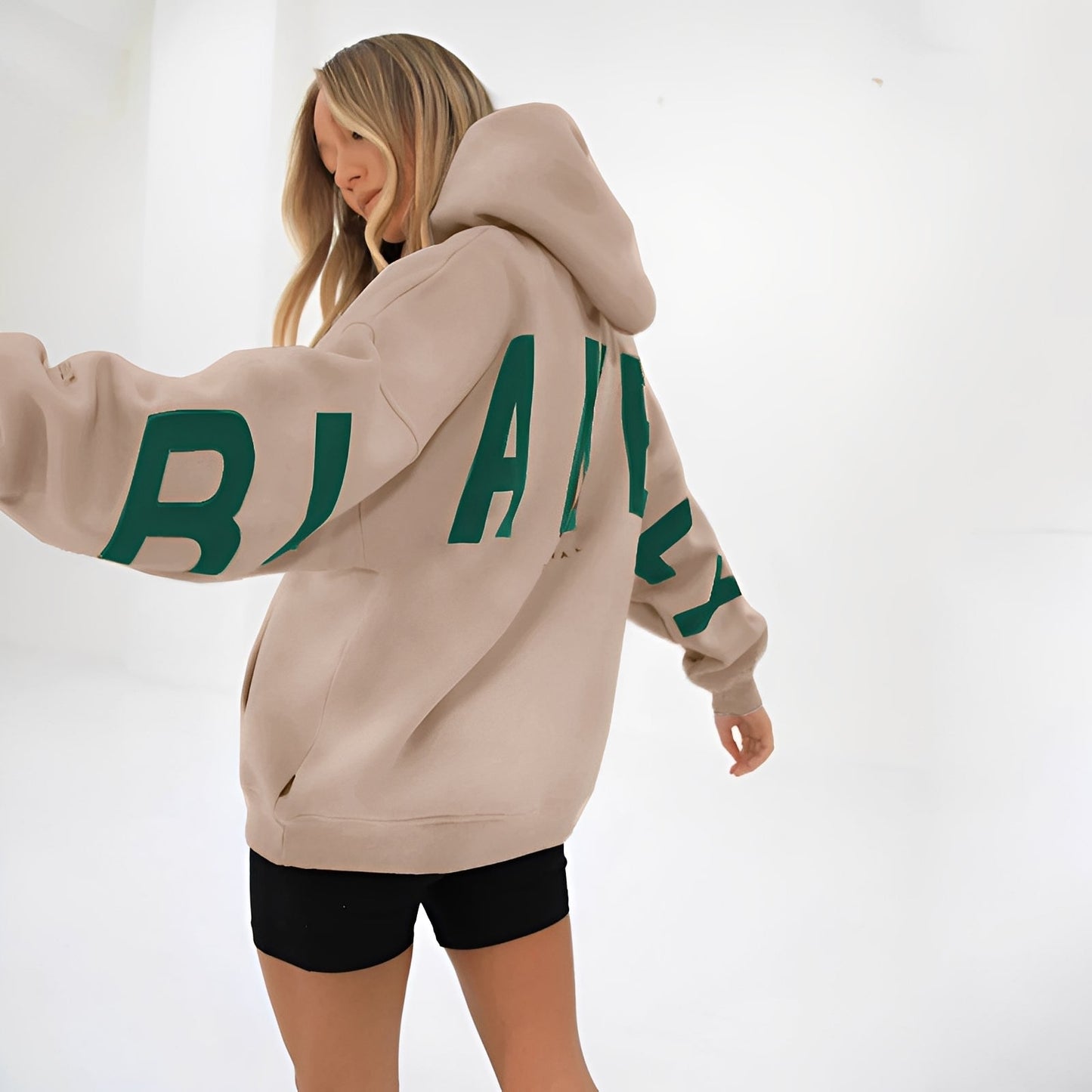 Yvette - Luźny hoodie z modnym nadrukiem dla kobiet