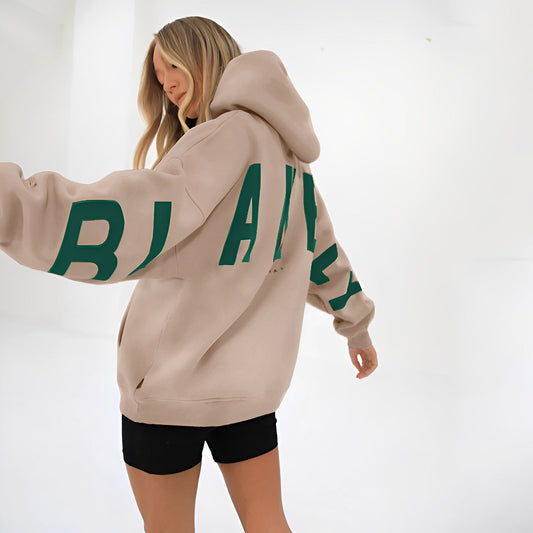 Yvette - Luźny hoodie z modnym nadrukiem dla kobiet