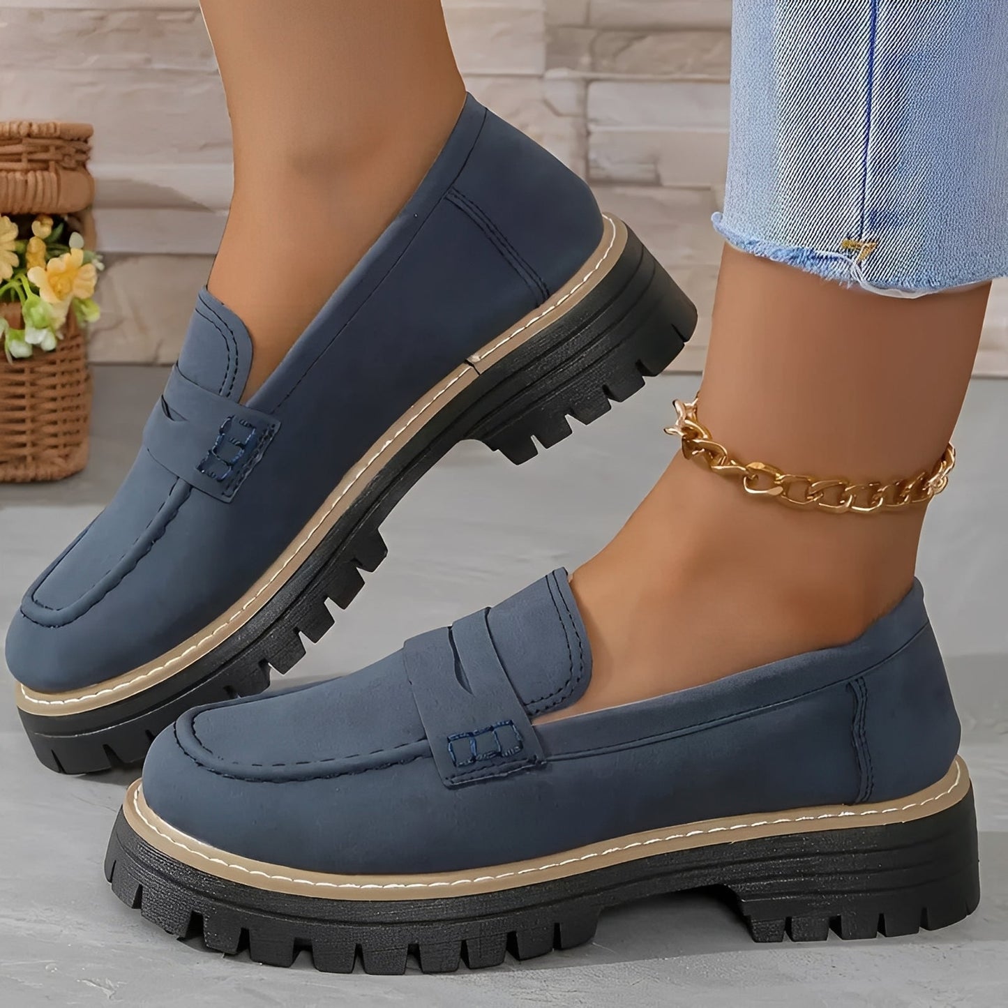 Elise - Stylowe matowe platformowe loafers dla kobiet