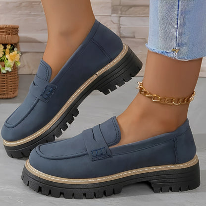 Elise - Stylowe matowe platformowe loafers dla kobiet