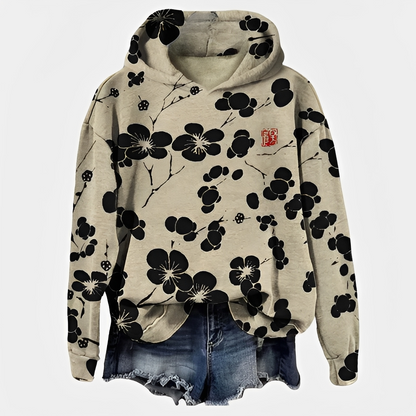 Emelyn - Bluza z kapturem w kwiaty elegancka dla kobiet